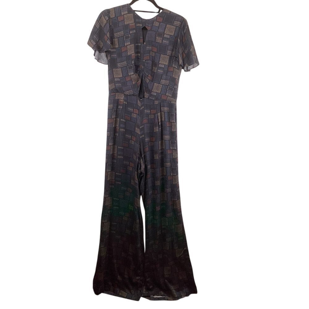 Maria Stanley‎ Anthropologie Katty Jumpsuit Size Small Geometric Print Wide Leg